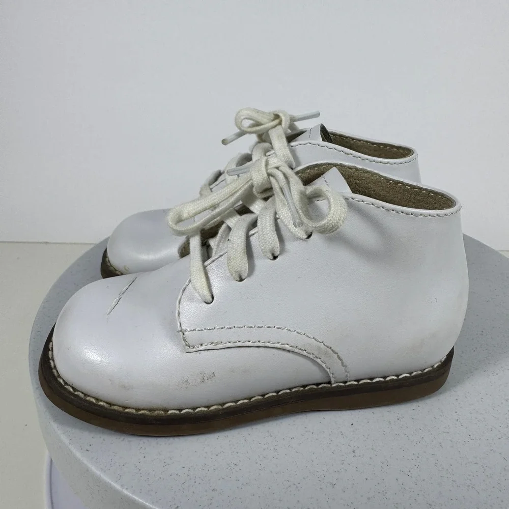 Footmates Todd 7790 White Leather Toddler Walking Shoes Size 6 High Top